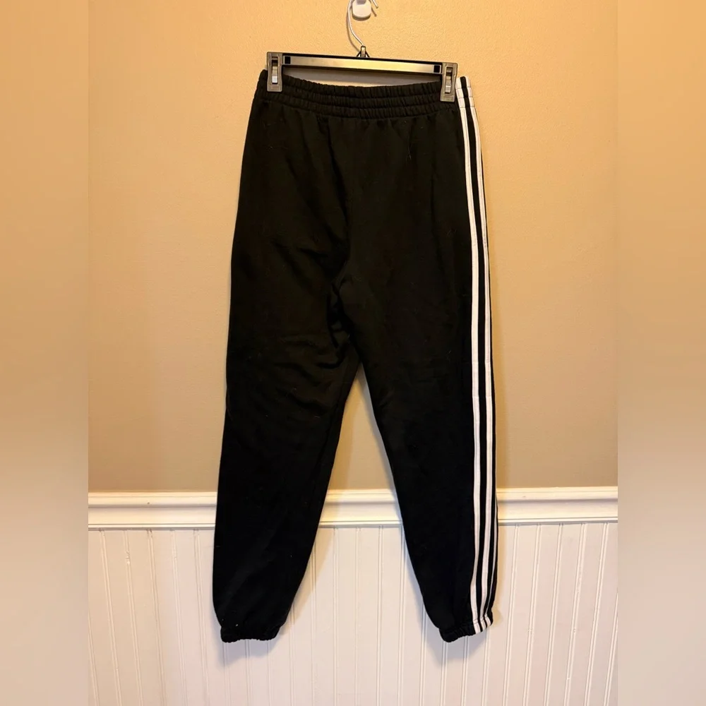 adidas Kids Black Joggers with White Stripes‎